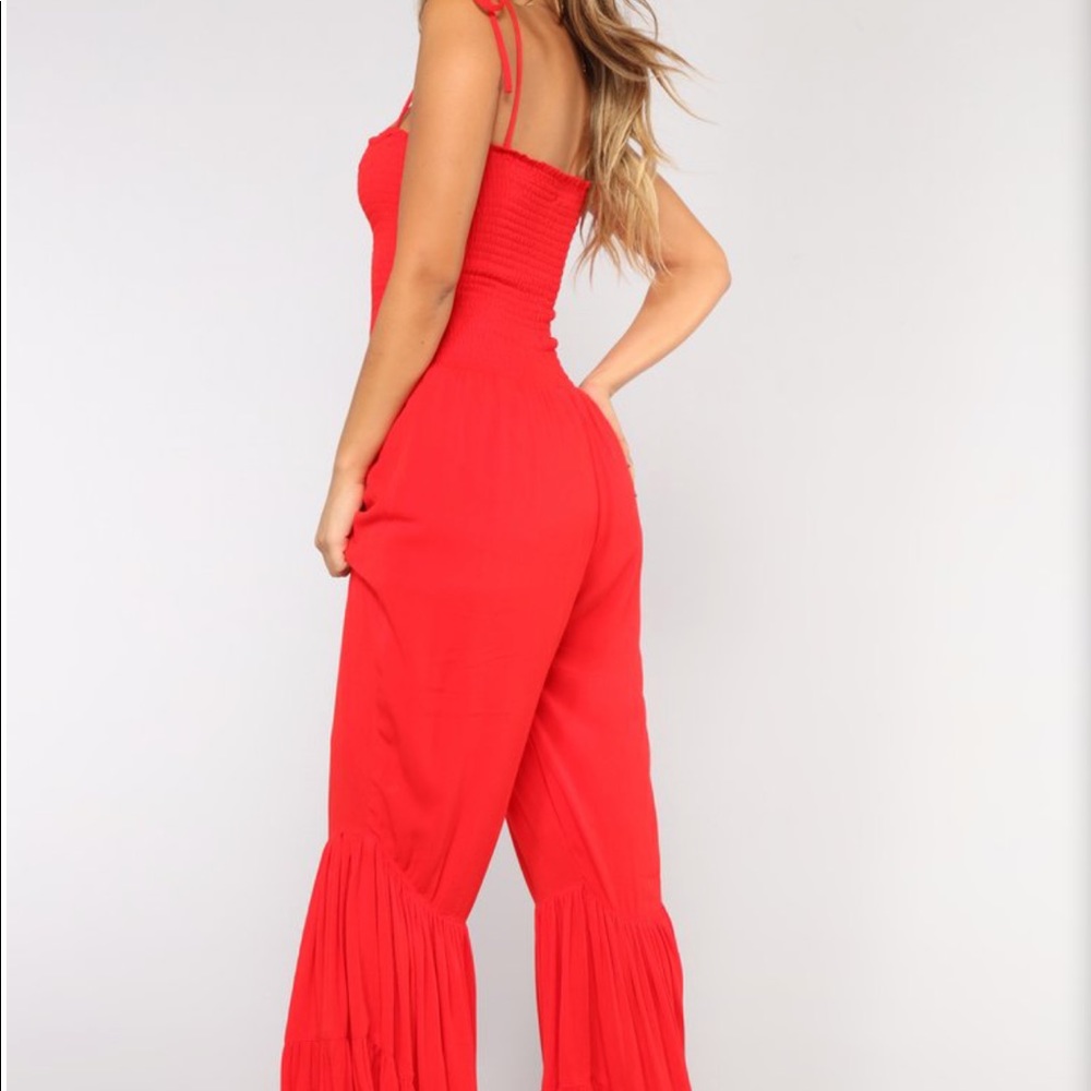 Fashion Nova Red wide leg jumpsuit - Picture 3 of 7